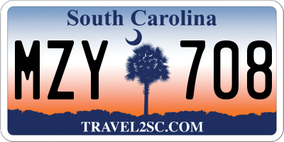 SC license plate MZY708