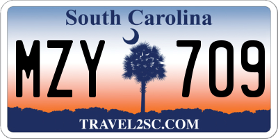 SC license plate MZY709