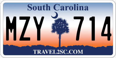 SC license plate MZY714