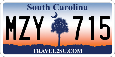 SC license plate MZY715