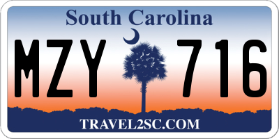 SC license plate MZY716