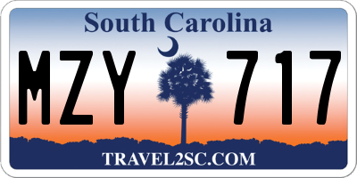 SC license plate MZY717
