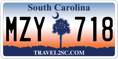 SC license plate MZY718