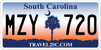 SC license plate MZY720