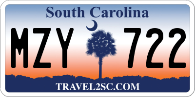 SC license plate MZY722