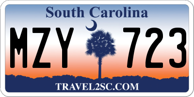 SC license plate MZY723