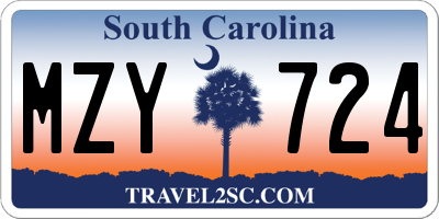 SC license plate MZY724