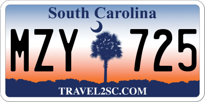SC license plate MZY725