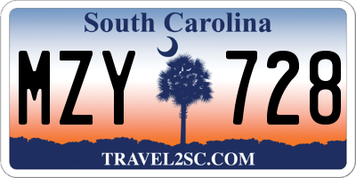 SC license plate MZY728