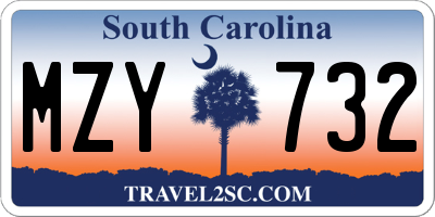 SC license plate MZY732