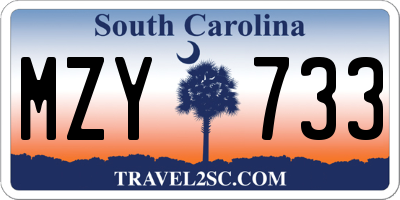 SC license plate MZY733