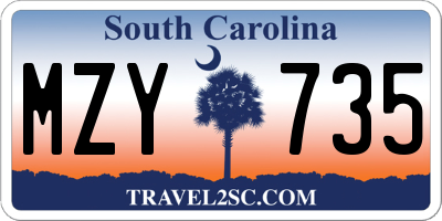 SC license plate MZY735