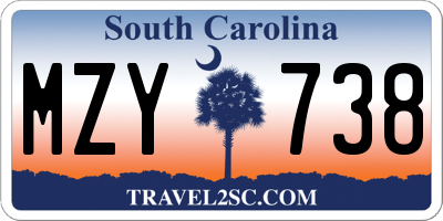 SC license plate MZY738