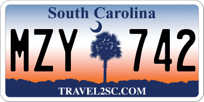 SC license plate MZY742