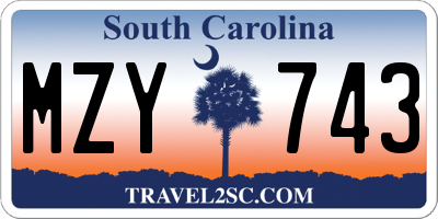 SC license plate MZY743