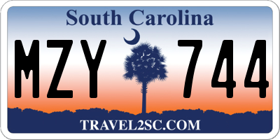 SC license plate MZY744
