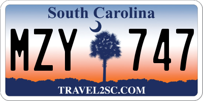 SC license plate MZY747