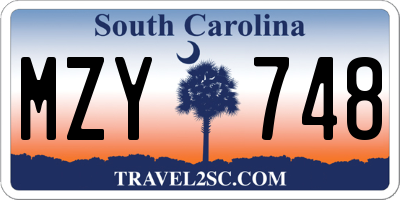 SC license plate MZY748
