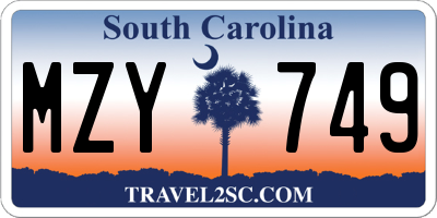 SC license plate MZY749