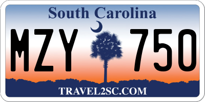SC license plate MZY750