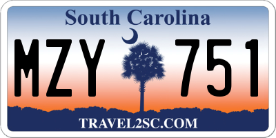 SC license plate MZY751