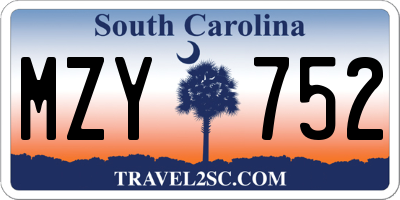 SC license plate MZY752