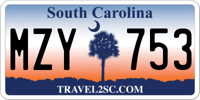 SC license plate MZY753