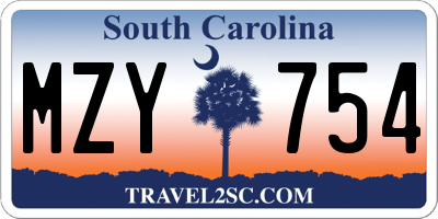 SC license plate MZY754