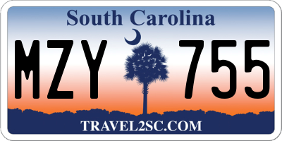 SC license plate MZY755