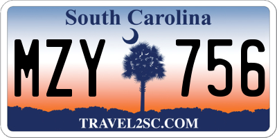 SC license plate MZY756