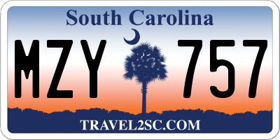 SC license plate MZY757