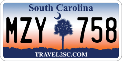 SC license plate MZY758