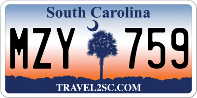 SC license plate MZY759