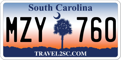 SC license plate MZY760