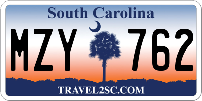 SC license plate MZY762
