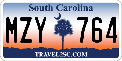 SC license plate MZY764