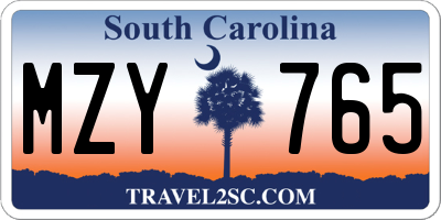SC license plate MZY765