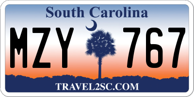 SC license plate MZY767