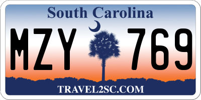 SC license plate MZY769