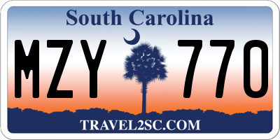 SC license plate MZY770