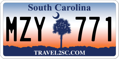 SC license plate MZY771