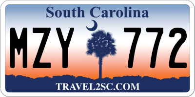 SC license plate MZY772
