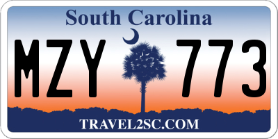 SC license plate MZY773