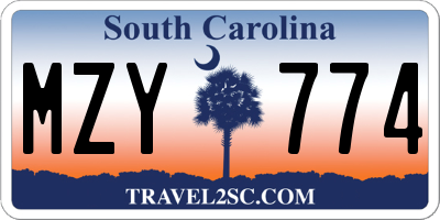 SC license plate MZY774