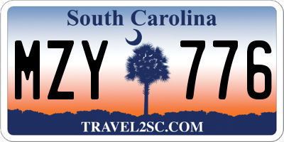 SC license plate MZY776