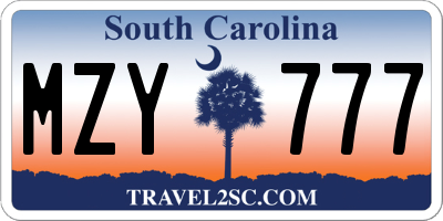 SC license plate MZY777