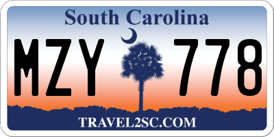 SC license plate MZY778