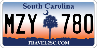 SC license plate MZY780