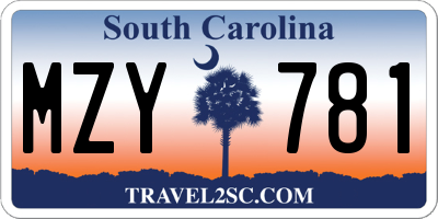 SC license plate MZY781