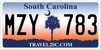 SC license plate MZY783